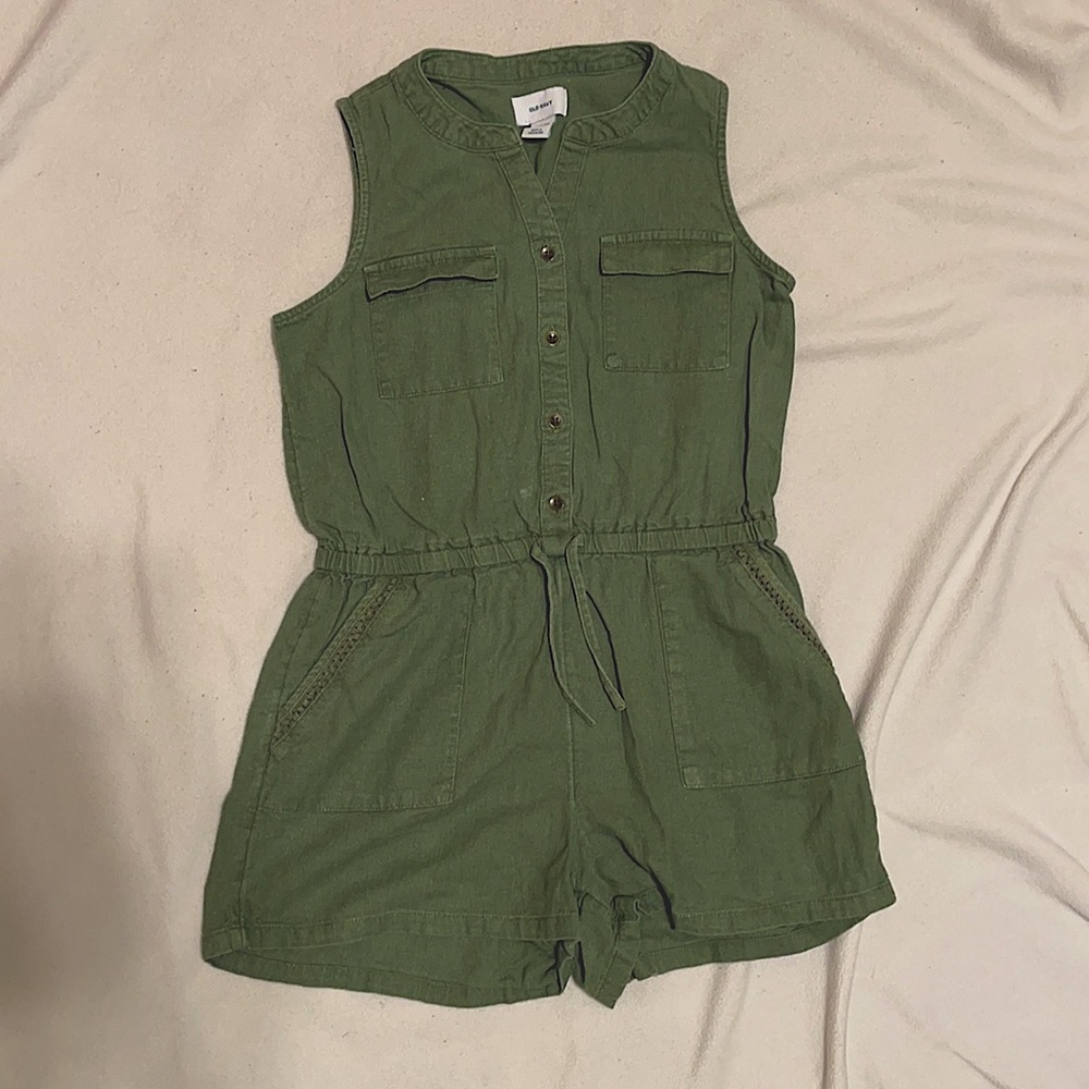 Girls Old Navy olive green romper